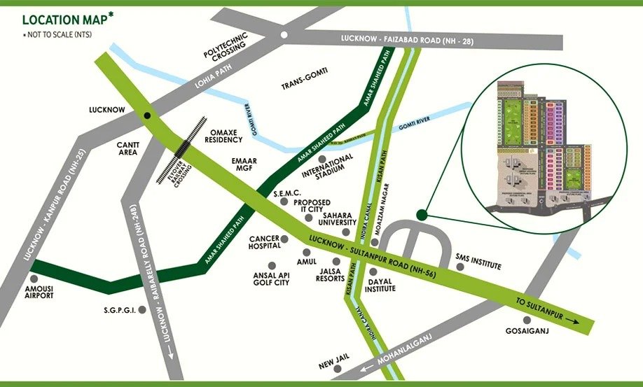 lucknow greens map